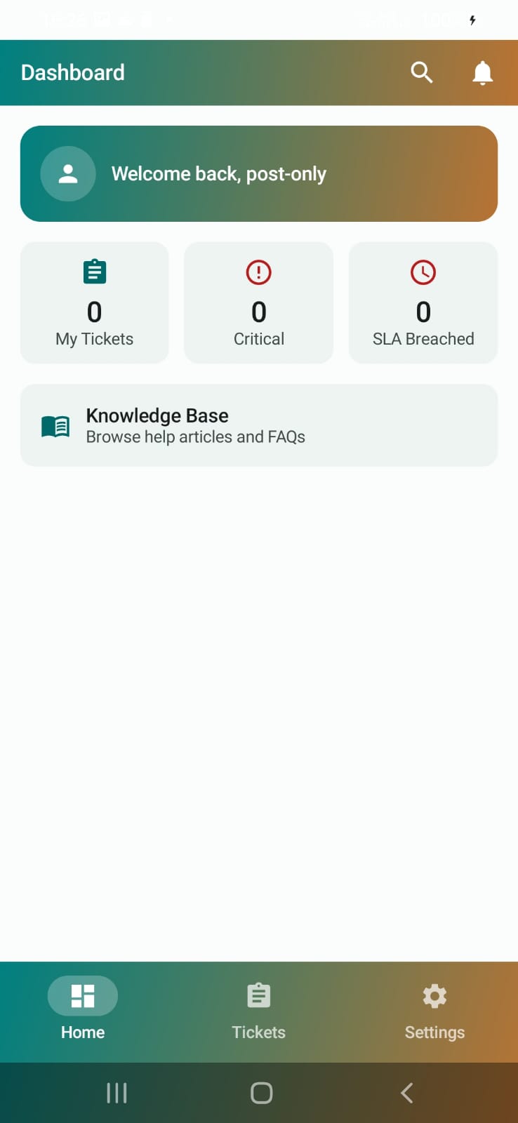 Self-Service dashboard